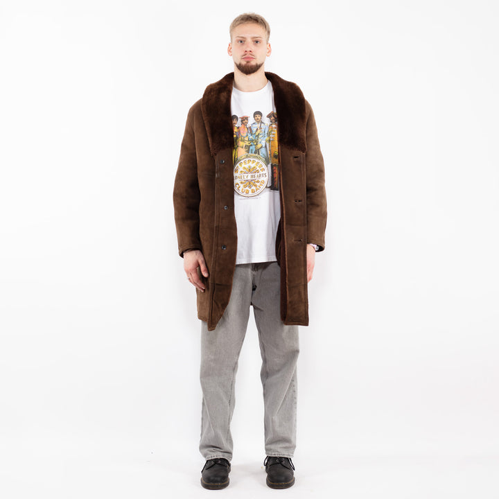 Vintage 70's Men Sheepskin Coat in BrownZ2525