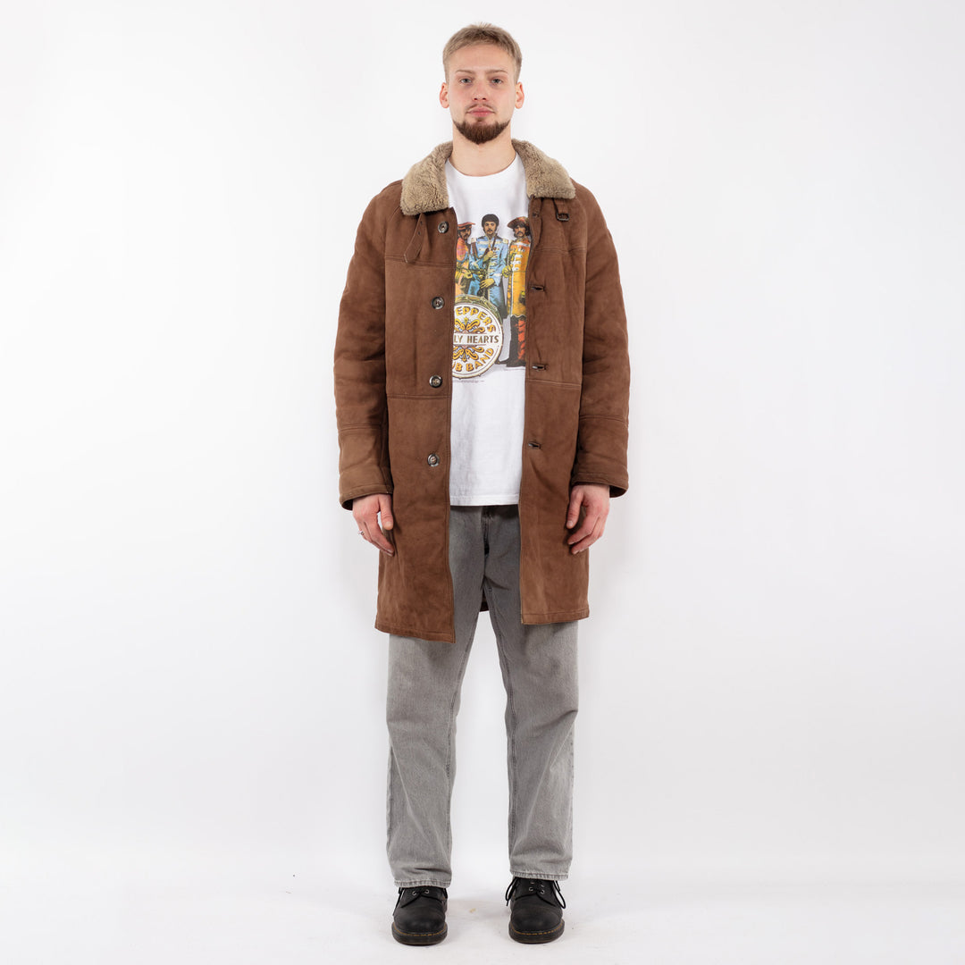 Vintage 70's Men Sheepskin Coat in BrownZ2526