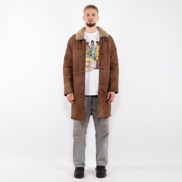 Vintage 70's Men Sheepskin Coat in BrownZ2526