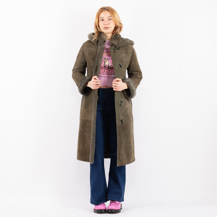 Vintage 70's Women Sheepskin Coat in GreenV9583