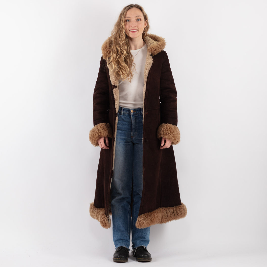 Vintage 70's Women Sheepskin Coat in BrownV9268