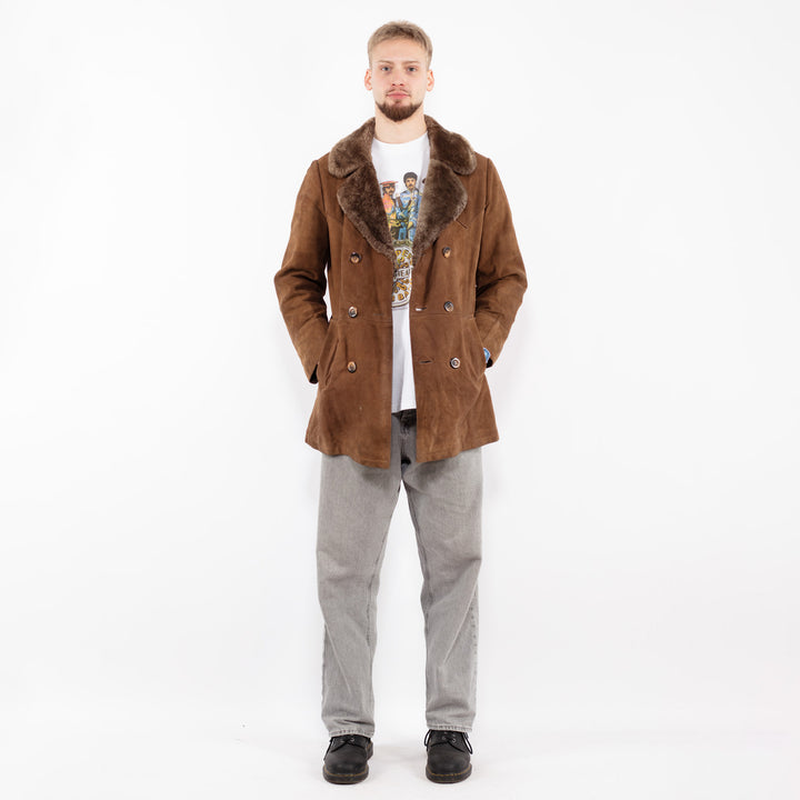 Vintage 70's Men Suede Sherpa Coat in BrownZ2527