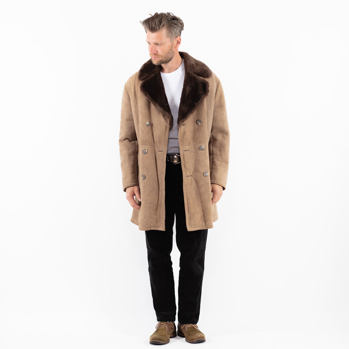 Vintage 70's Men Sheepskin Coat in BeigeZ1899