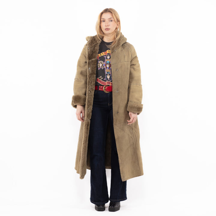 Vintage 80's Women Sheepskin Coat in BeigeA1163
