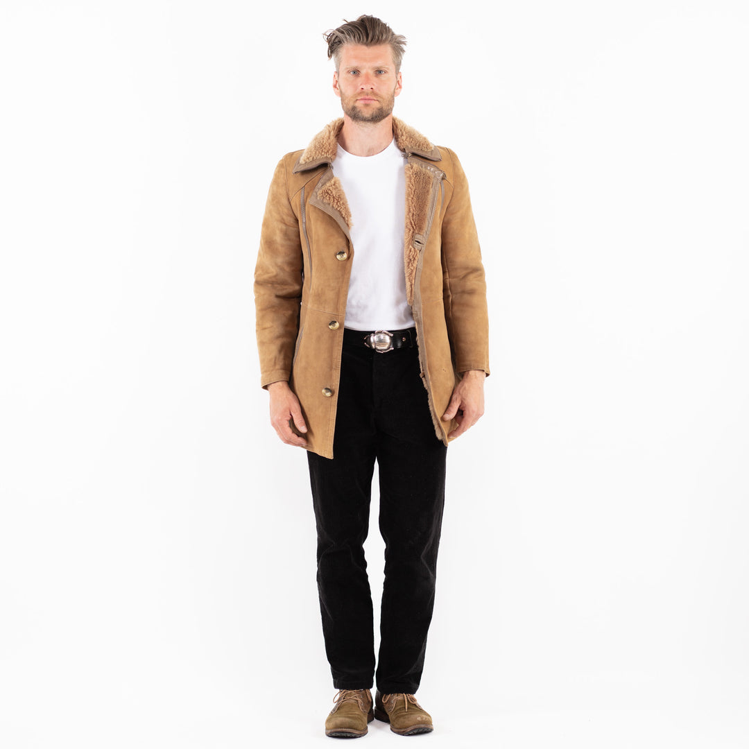 Vintage 70's Men Sheepskin Coat in BeigeZ1901