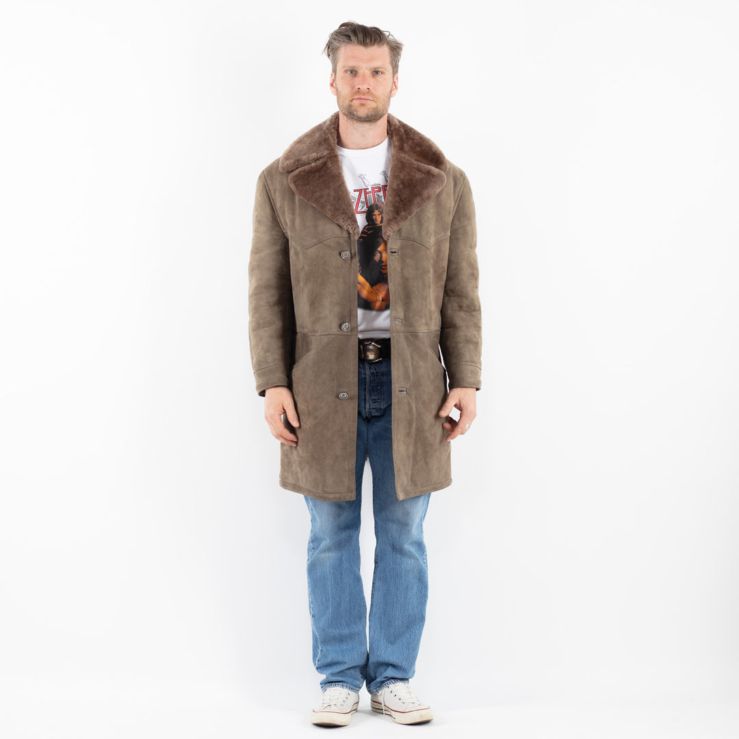 Vintage 70's Men Sheepskin Coat in BeigeZ1778
