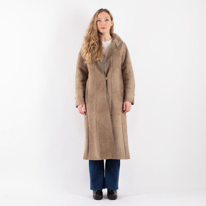 Vintage 80's Women Sheepskin Coat in BeigeV9179