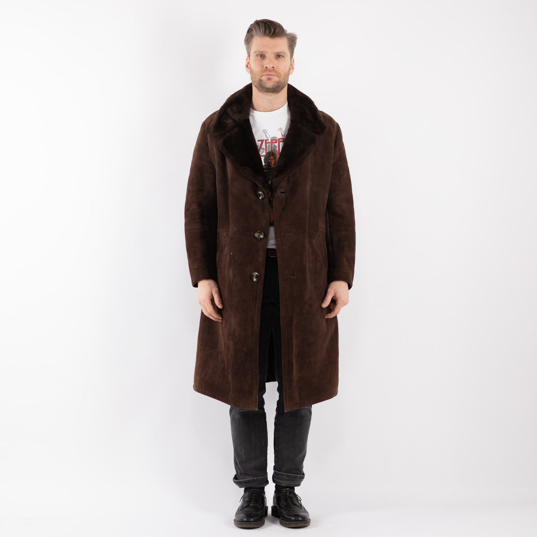 Vintage 70's Men Sheepskin Coat in Brown