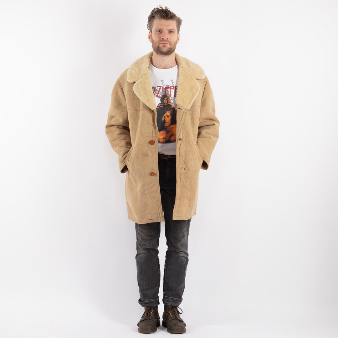 Vintage 70's Men Sheepskin Coat in BeigeZ556