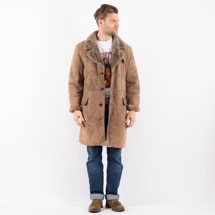 Vintage 70's Men Sheepskin Coat in BeigeZ1555
