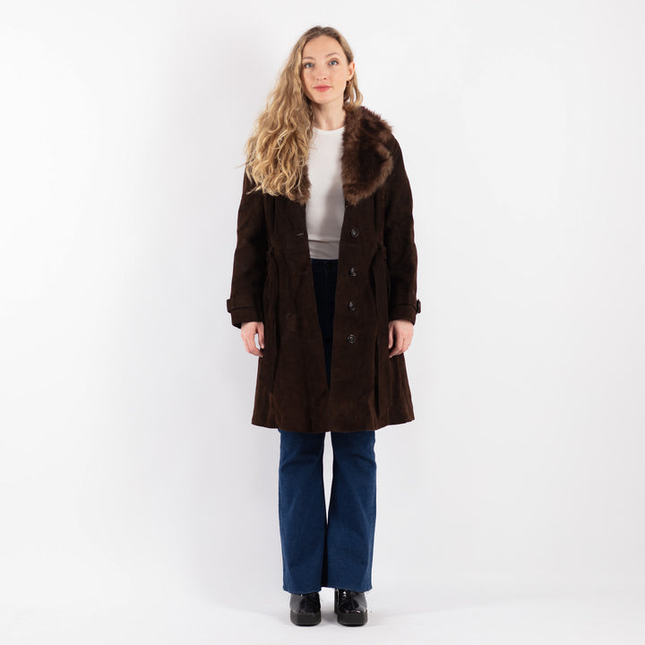 Vintage 70's Women Suede Sherpa in BrownV9181