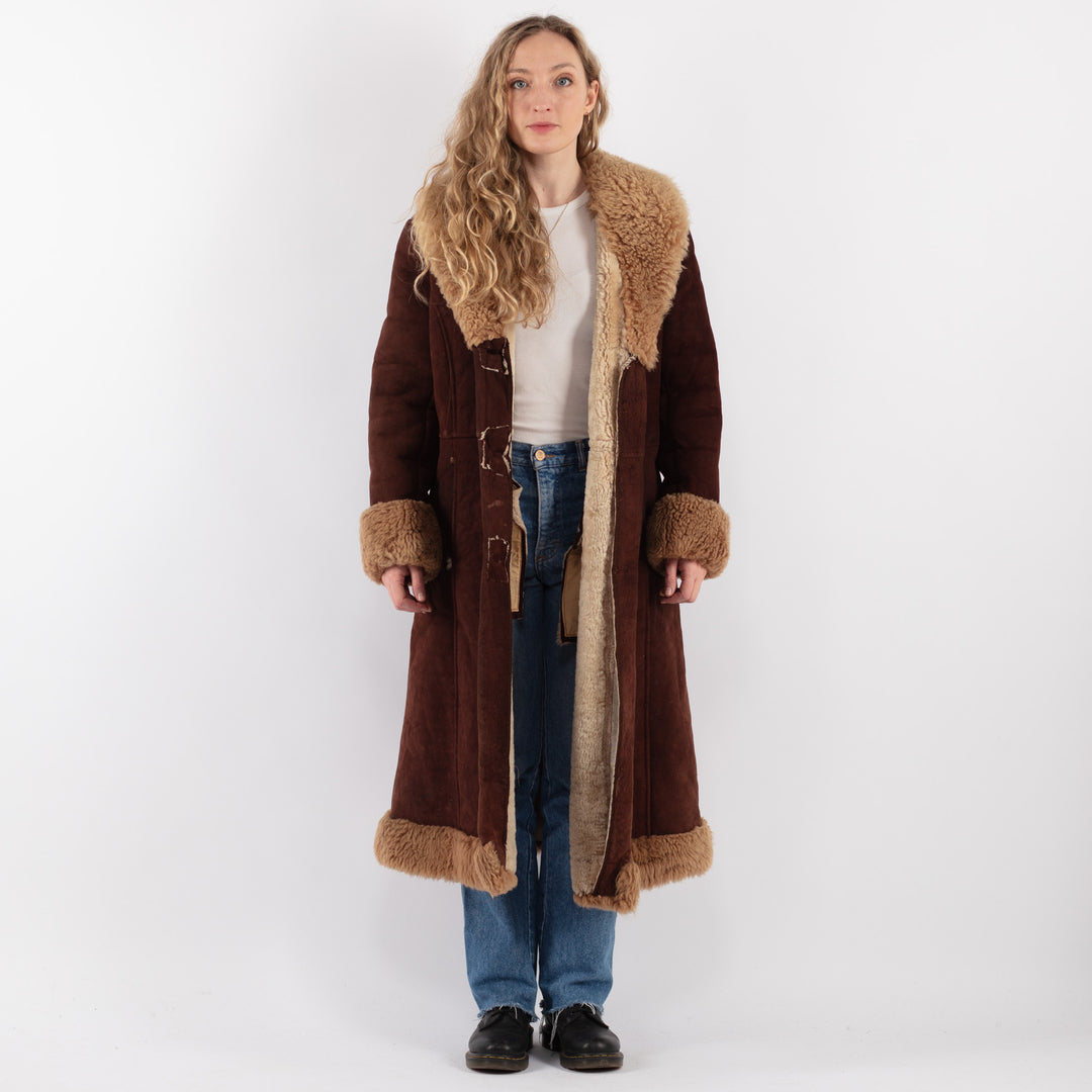 Vintage 70's Women Sheepskin Coat in BrownV9272