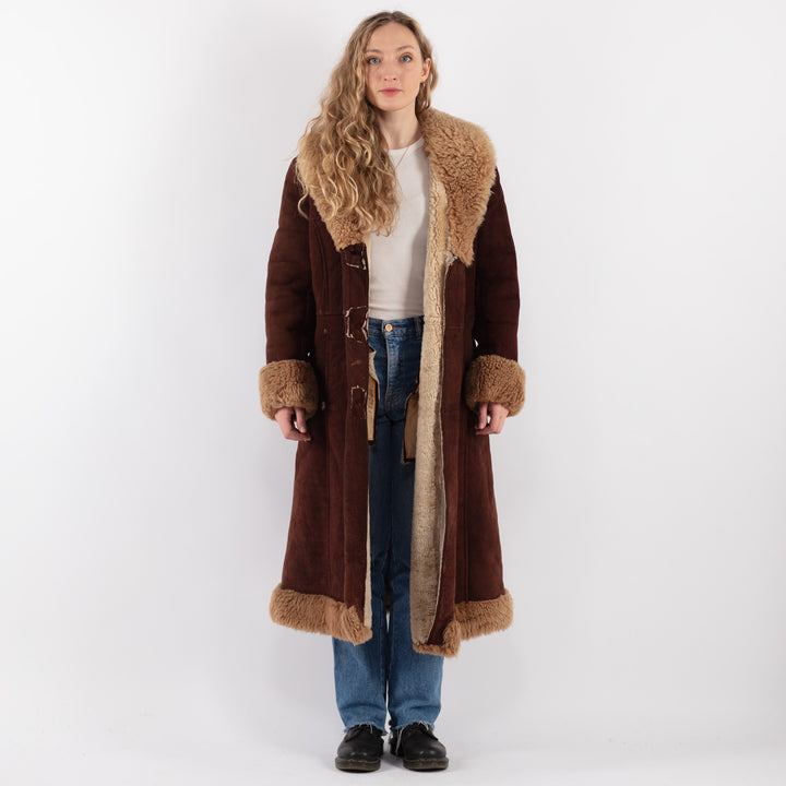 Vintage 70's Women Sheepskin Coat in BrownV9272