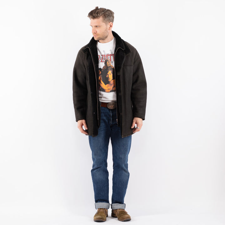 Vintage 90's Men Sheepskin Coat in GrayZ1557
