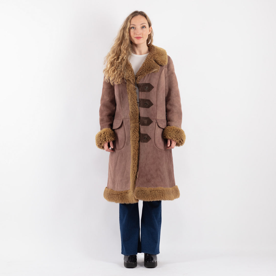 Vintage 70's Women Sheepskin Coat in BrownV9183
