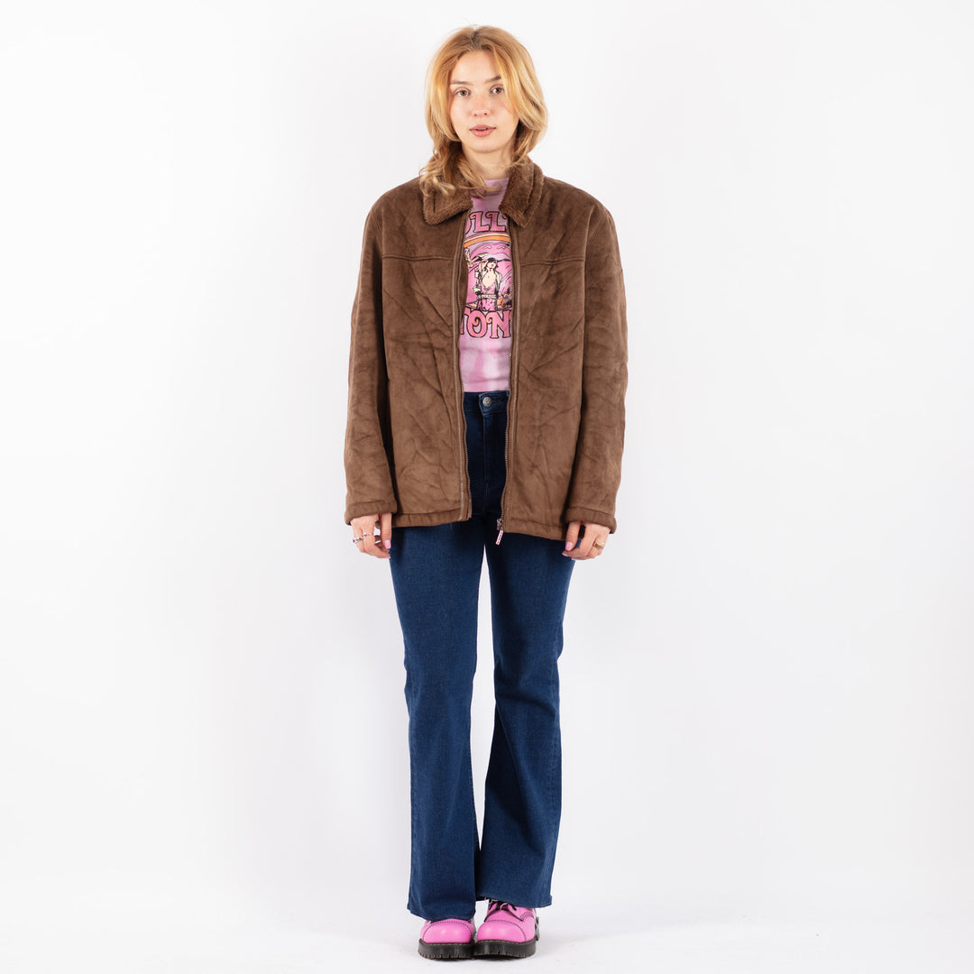 Vintage 00's Women Faux Sheepskin in BrownV9589