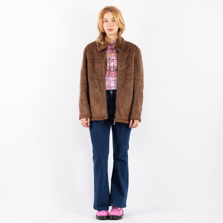 Vintage 00's Women Faux Sheepskin in BrownV9589