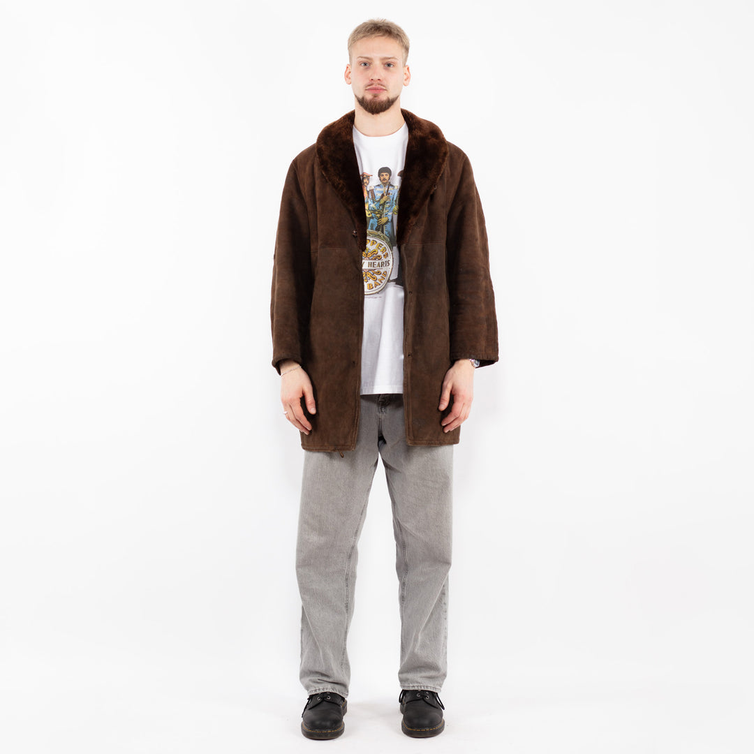 Vintage 70's Men Sheepskin Coat in BrownZ2538