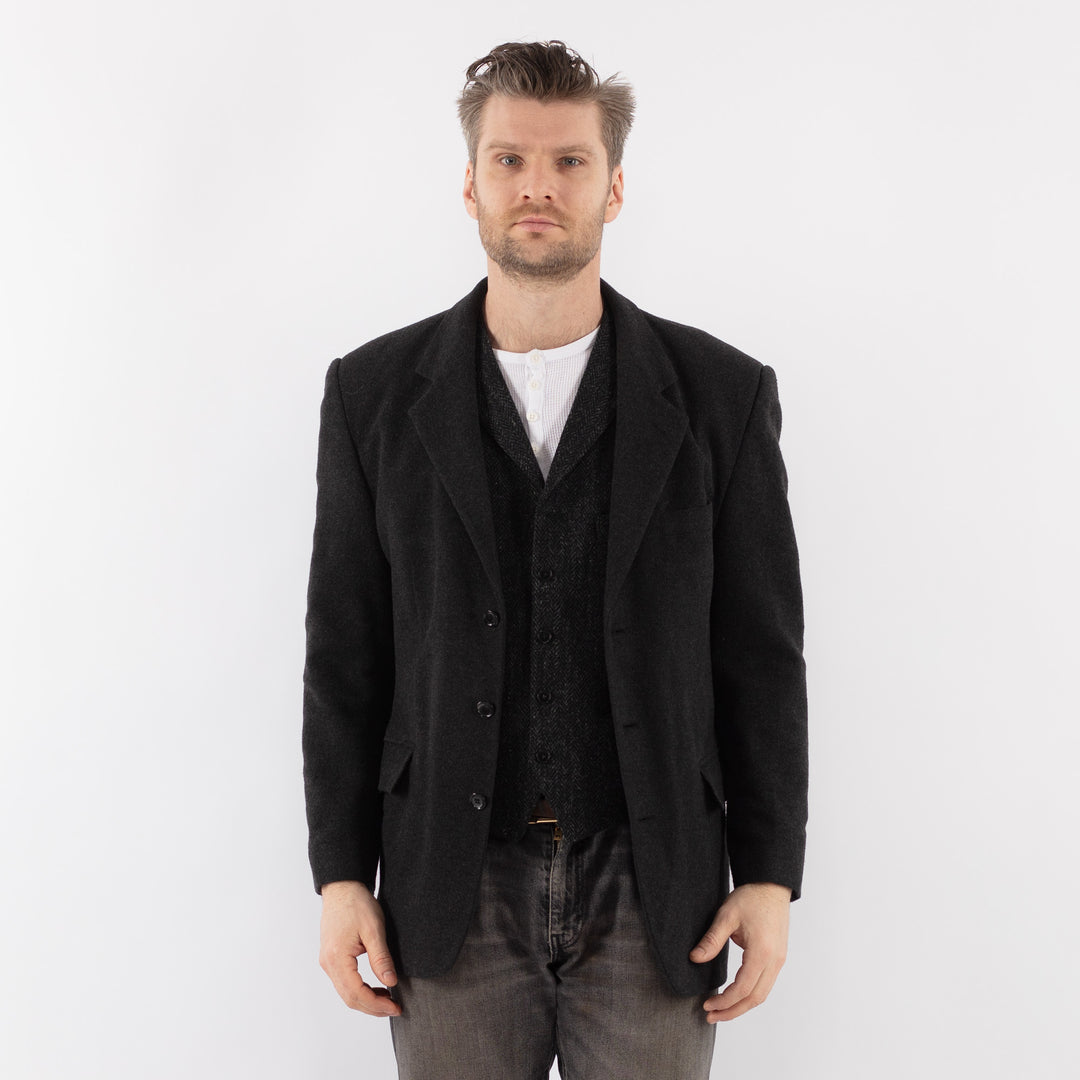 Vintage 00's Men Wool Blend Blazer Jacket in GrayZ1069