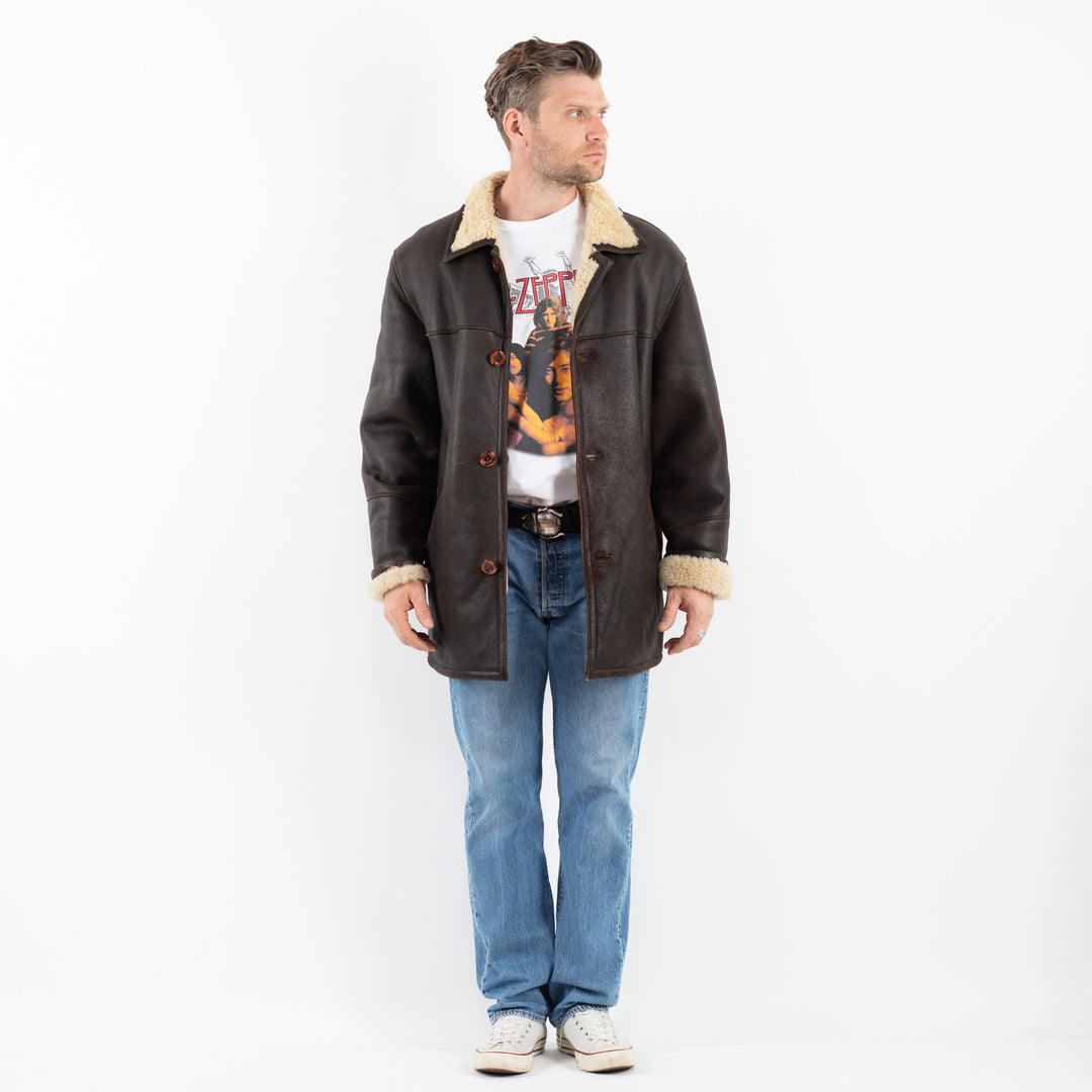 Vintage 00's Men Sheepskin Coat in BrownZ1789