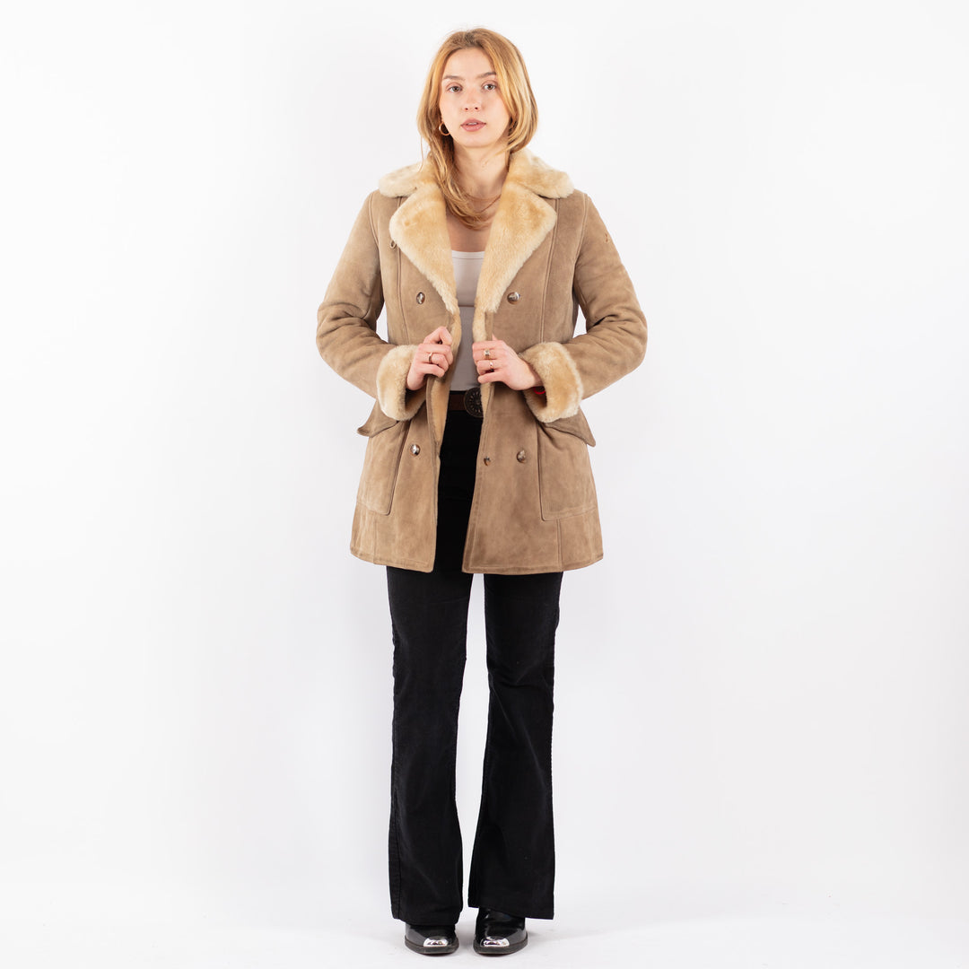 Vintage 70's Women Sheepskin Coat in BeigeV9693
