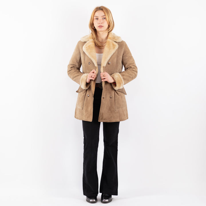 Vintage 70's Women Sheepskin Coat in BeigeV9693