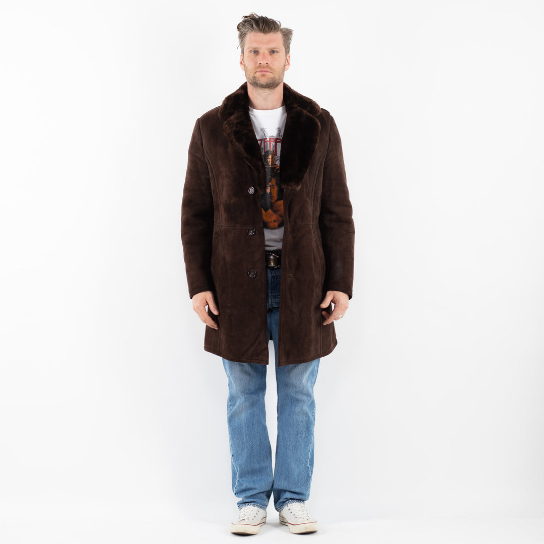 Vintage 70's Men Sheepskin Coat in BrownZ1791