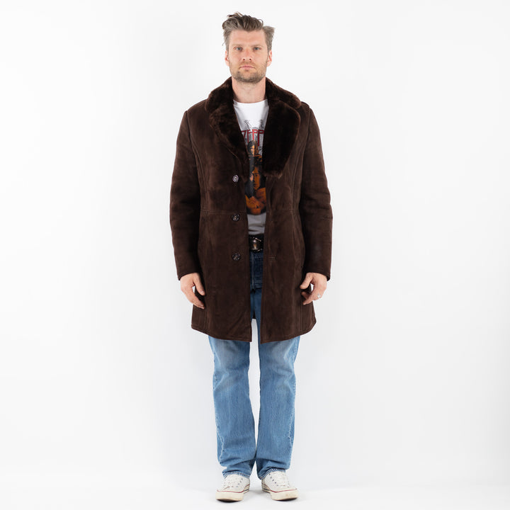 Vintage 70's Men Sheepskin Coat in BrownZ1791