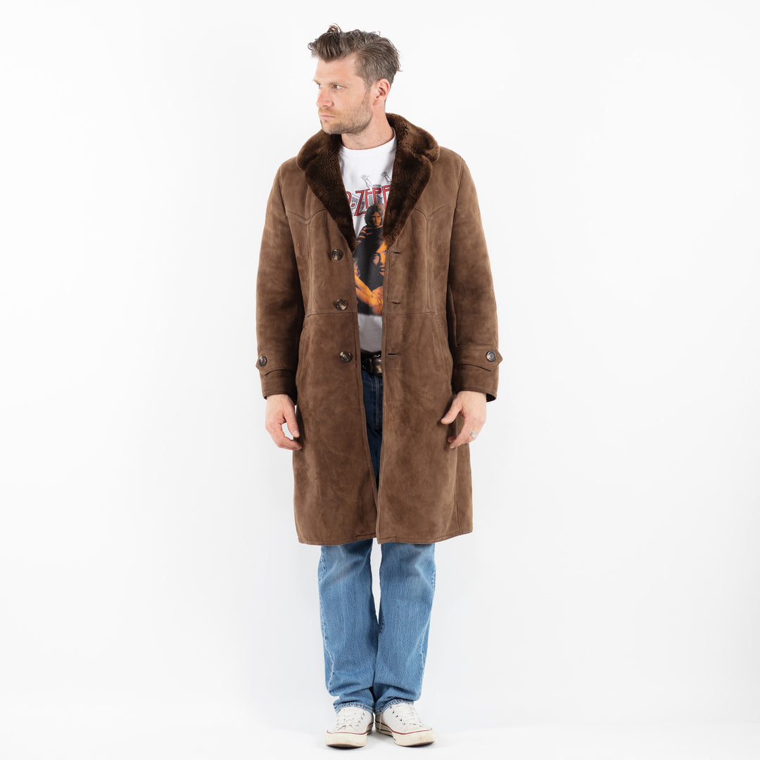 Vintage 70's Men Sheepskin Coat in BrownZ1794