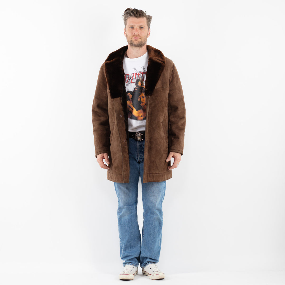 Vintage 70's Men Sheepskin Coat in BrownZ1796