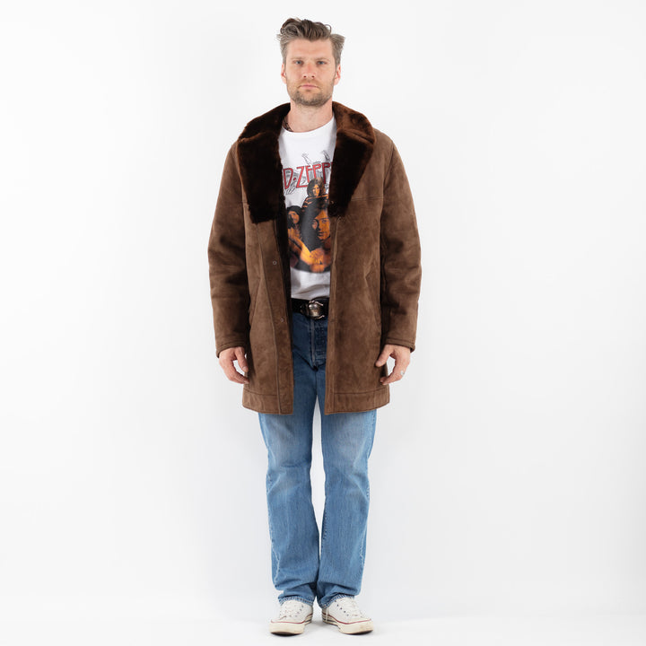 Vintage 70's Men Sheepskin Coat in BrownZ1796