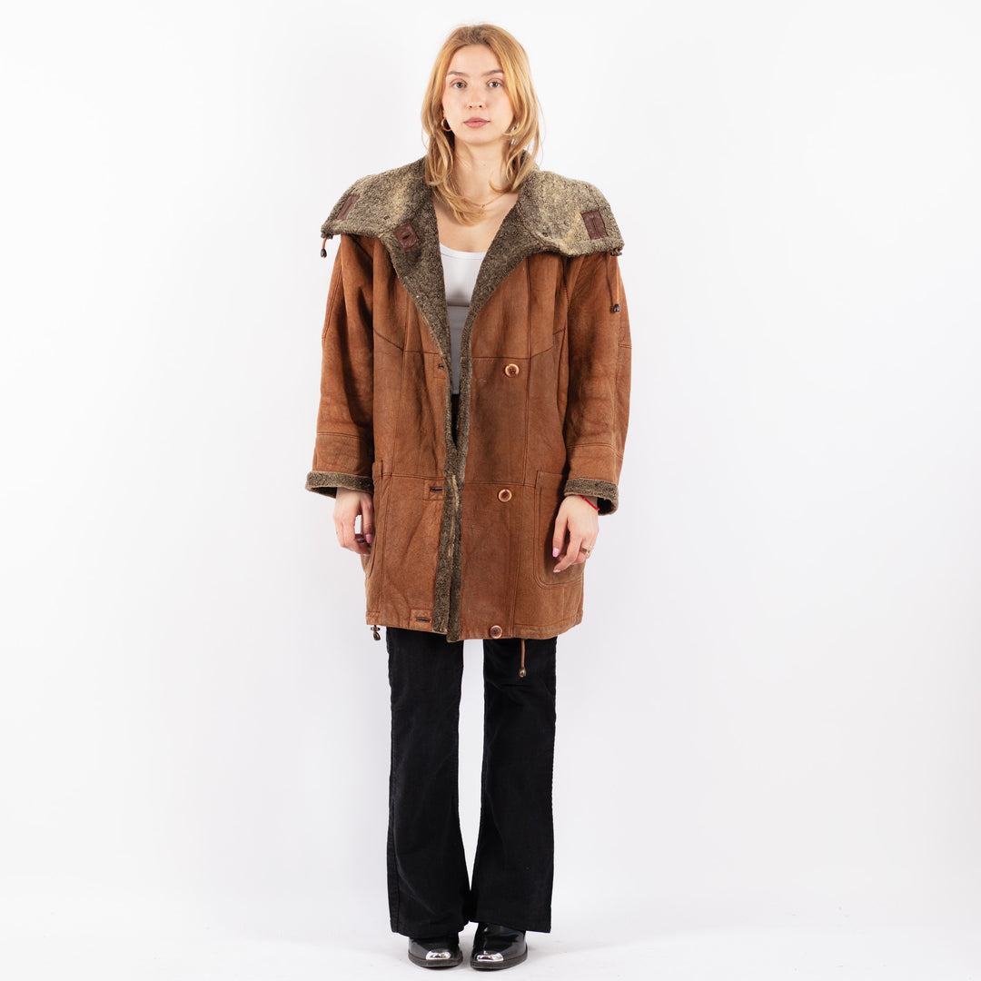 Vintage 90's Women Sheepskin Coat in BrownV9697