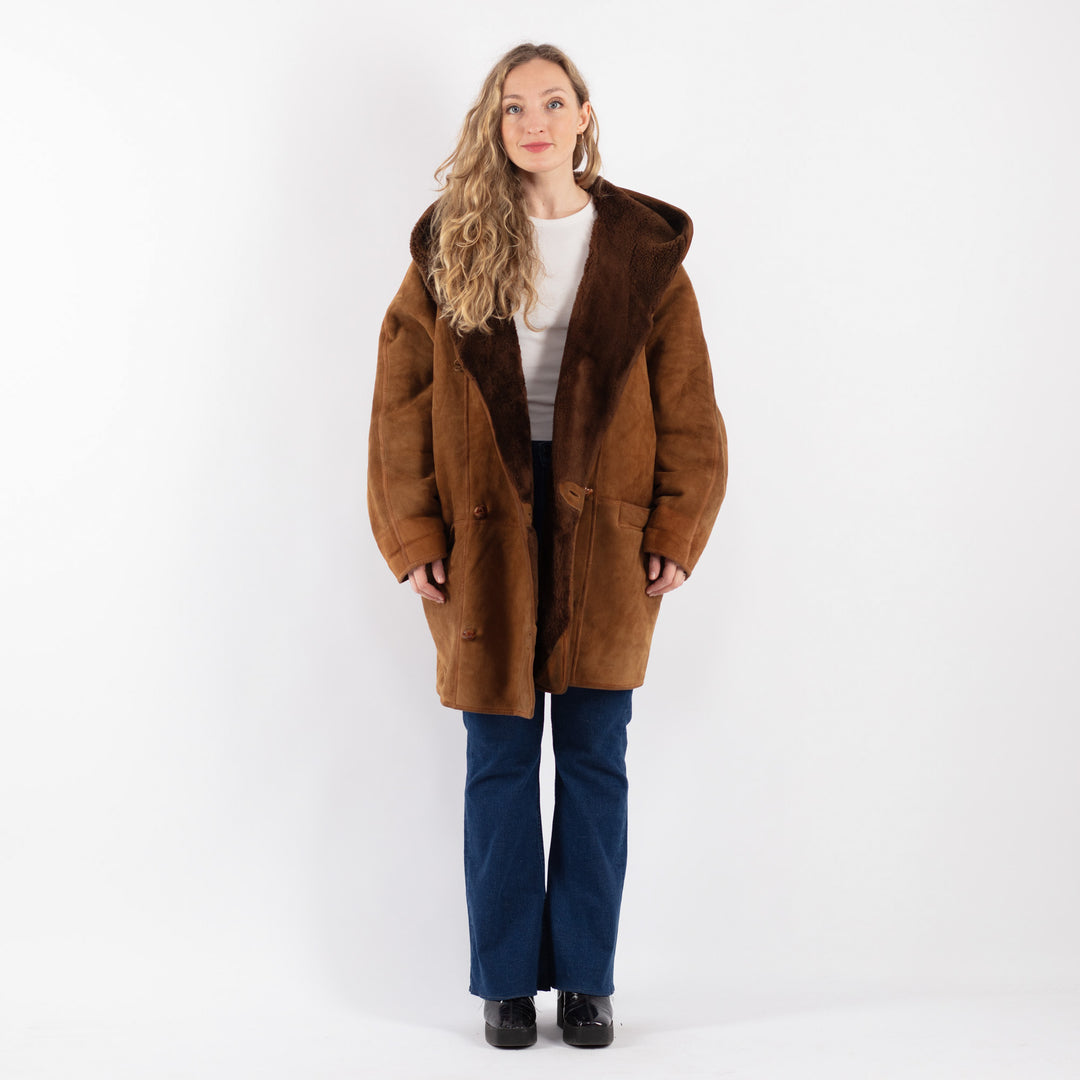 Vintage 90's Women Sheepskin Coat in BrownV9190