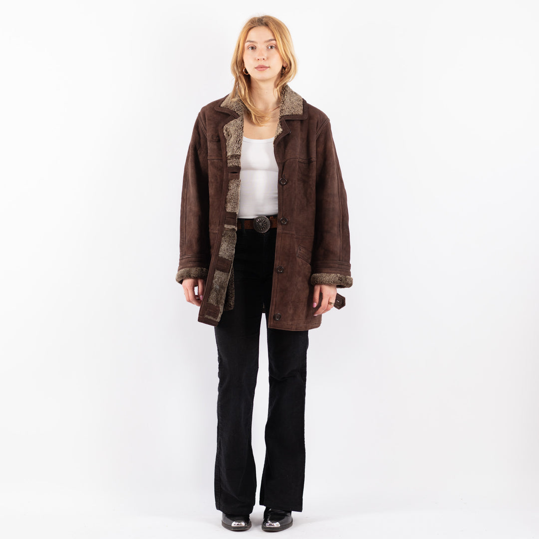 Vintage 90's Women Sheepskin Coat in BrownV9698