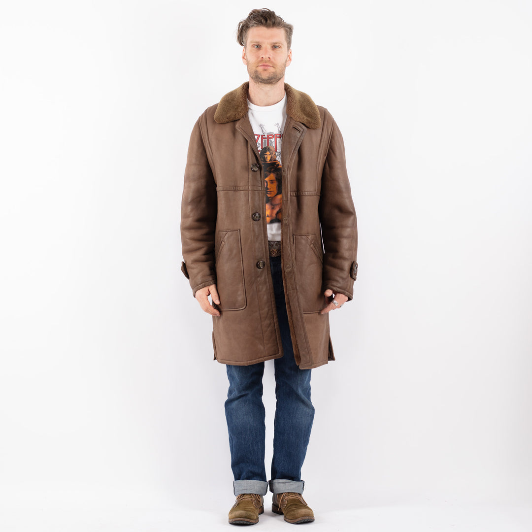 Vintage 70's Men Sheepskin Coat in BrownZ1564