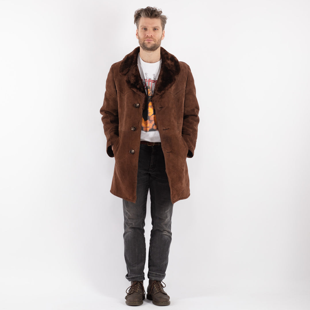 Vintage 70's Men Sheepskin Coat in BrownZ567