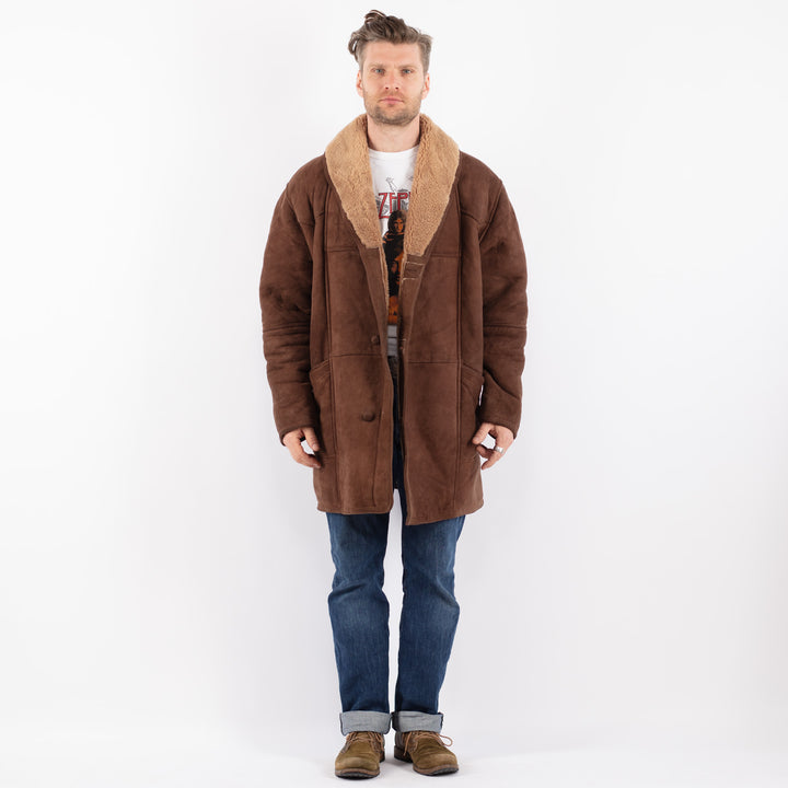 Vintage 80's Men Sheepskin Shearling in BrownZ1565