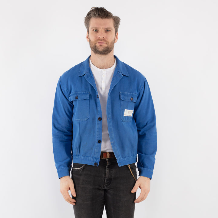 Vintage 70's Men Work Jacket in Blue