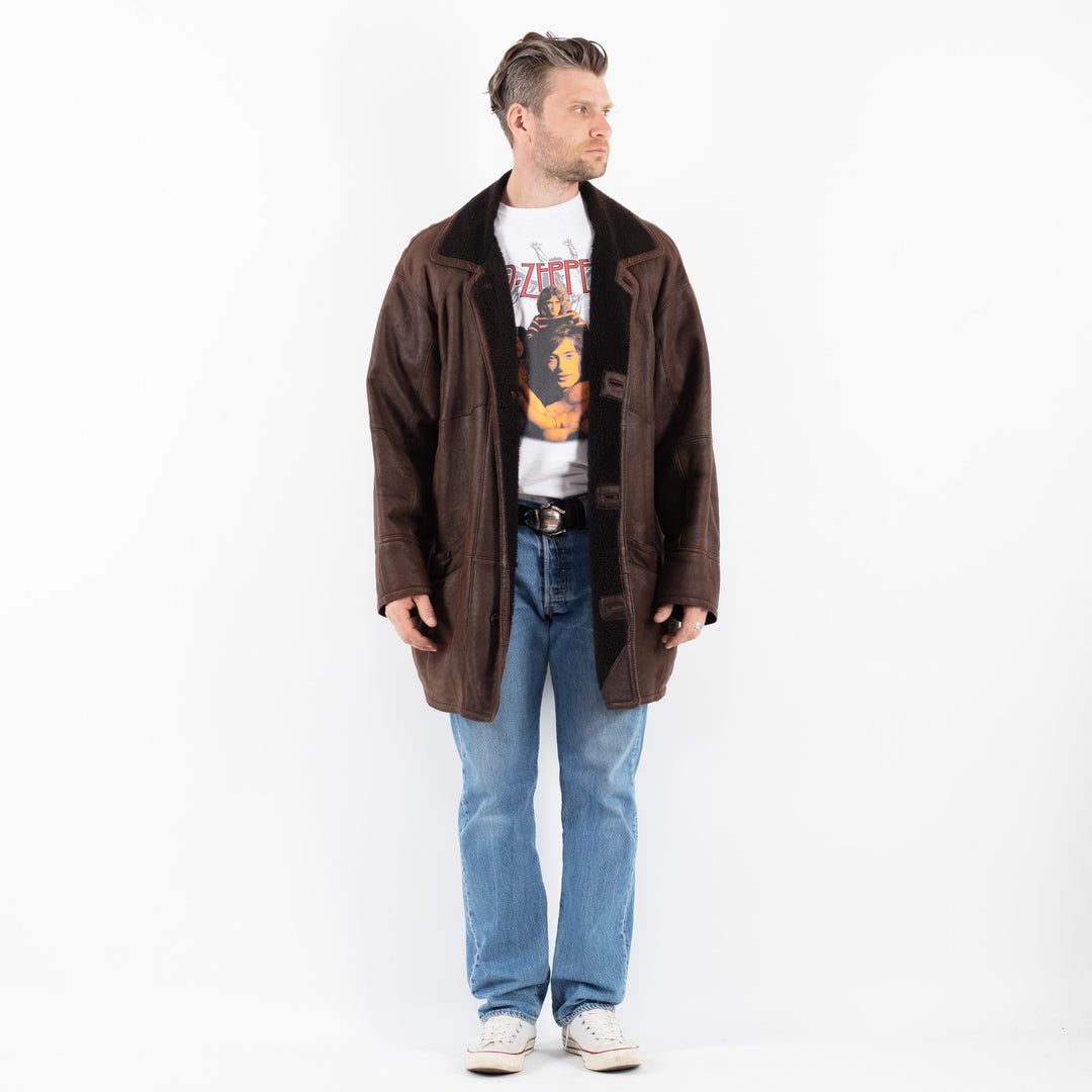 Vintage 90's Men Sheepskin Coat in BrownZ1805