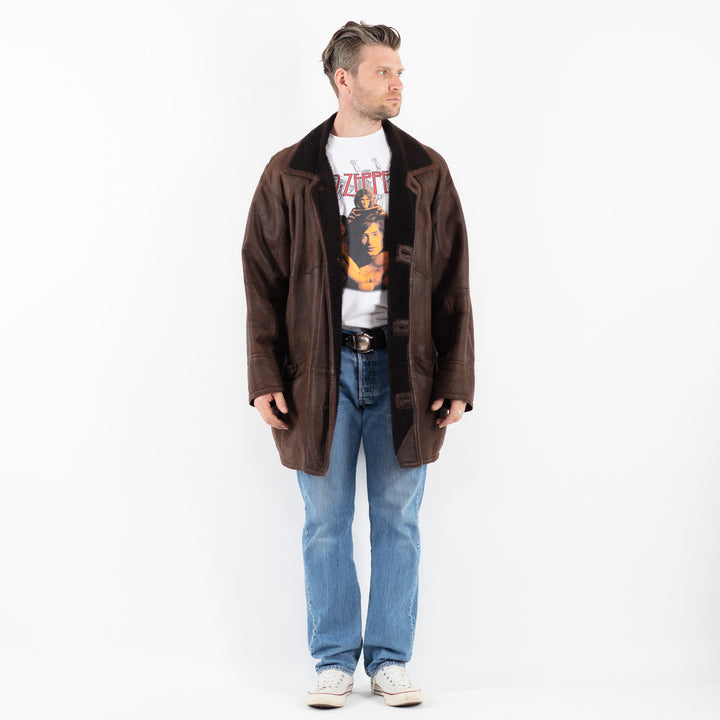 Vintage 90's Men Sheepskin Coat in BrownZ1805