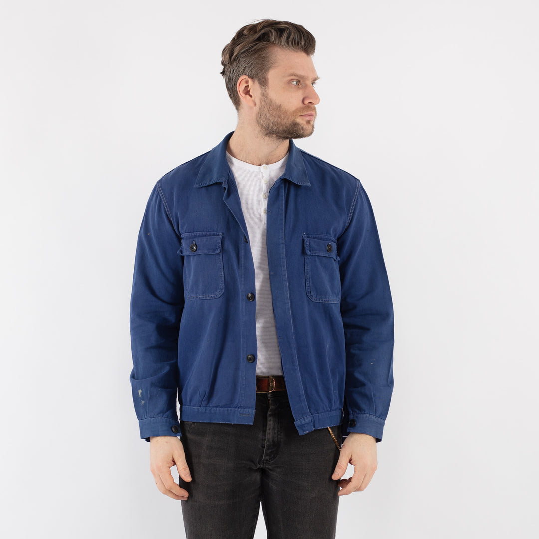 Vintage 70's Men Work Jacket in Blue