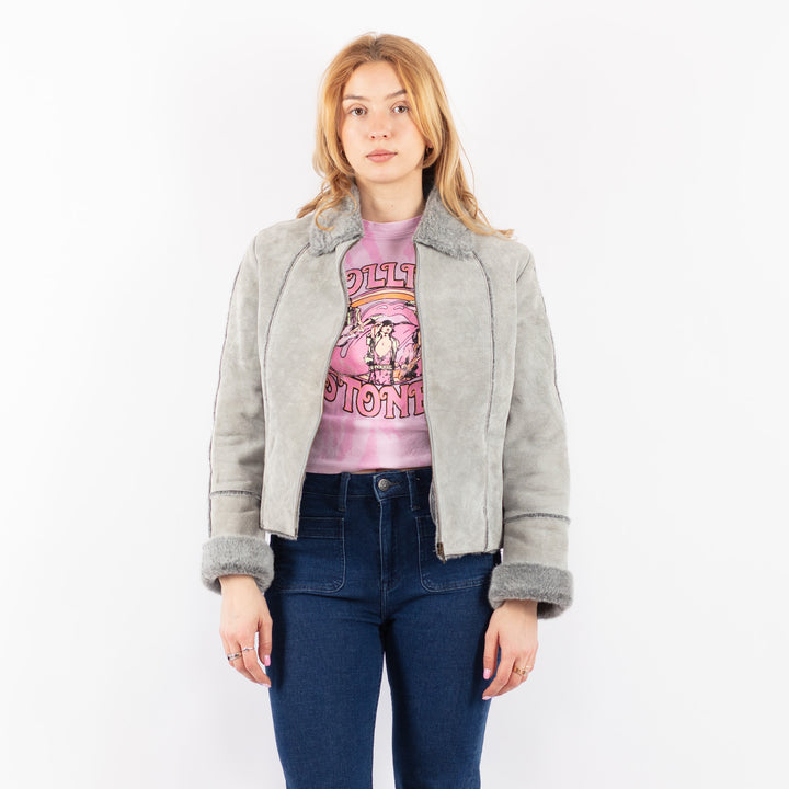 Vintage 90's Women Suede Sherpa in GrayV9598
