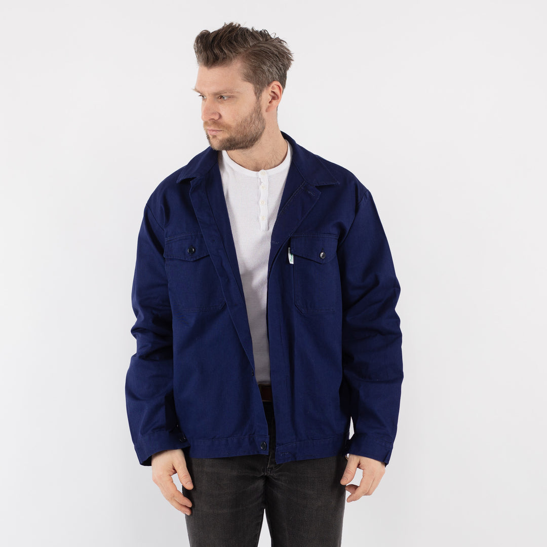 Vintage 80's Men Work Jacket in Blue