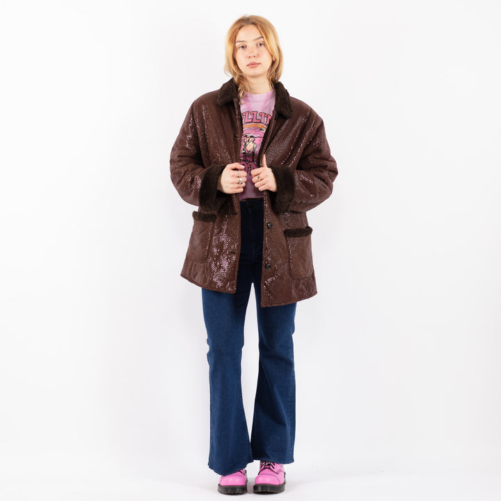 Vintage 00's Women Faux Sheepskin in BrownV9599