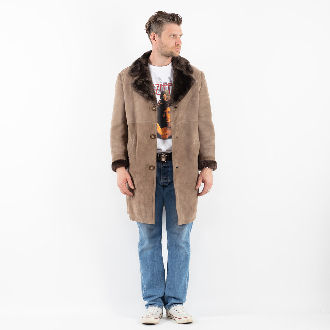 Vintage 70's Men Sheepskin Coat in BeigeZ1808