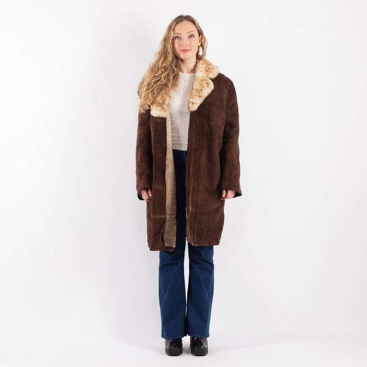 Vintage 70's Women Sheepskin Coat in BrownV9194