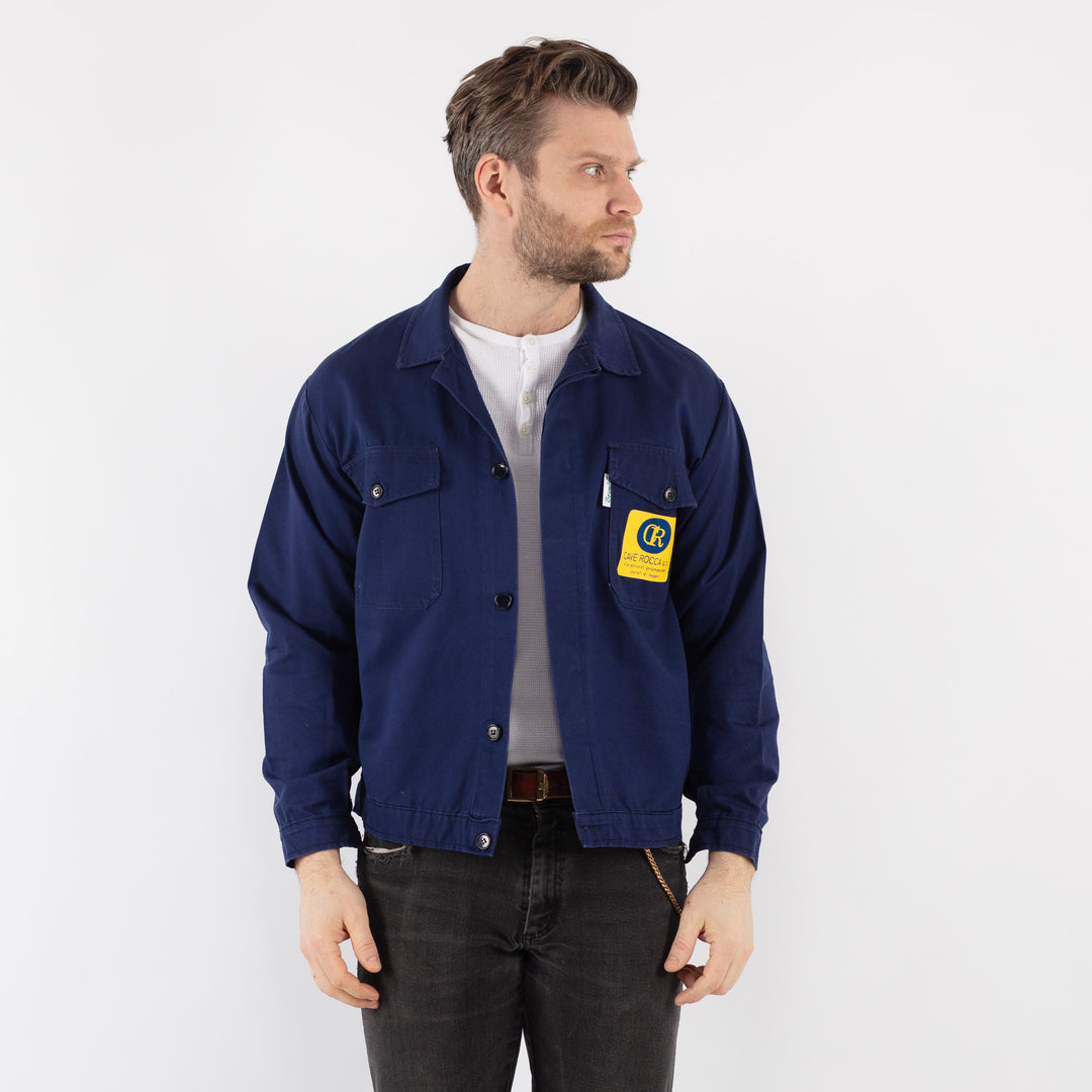 Vintage 80's Men Work Jacket in Blue