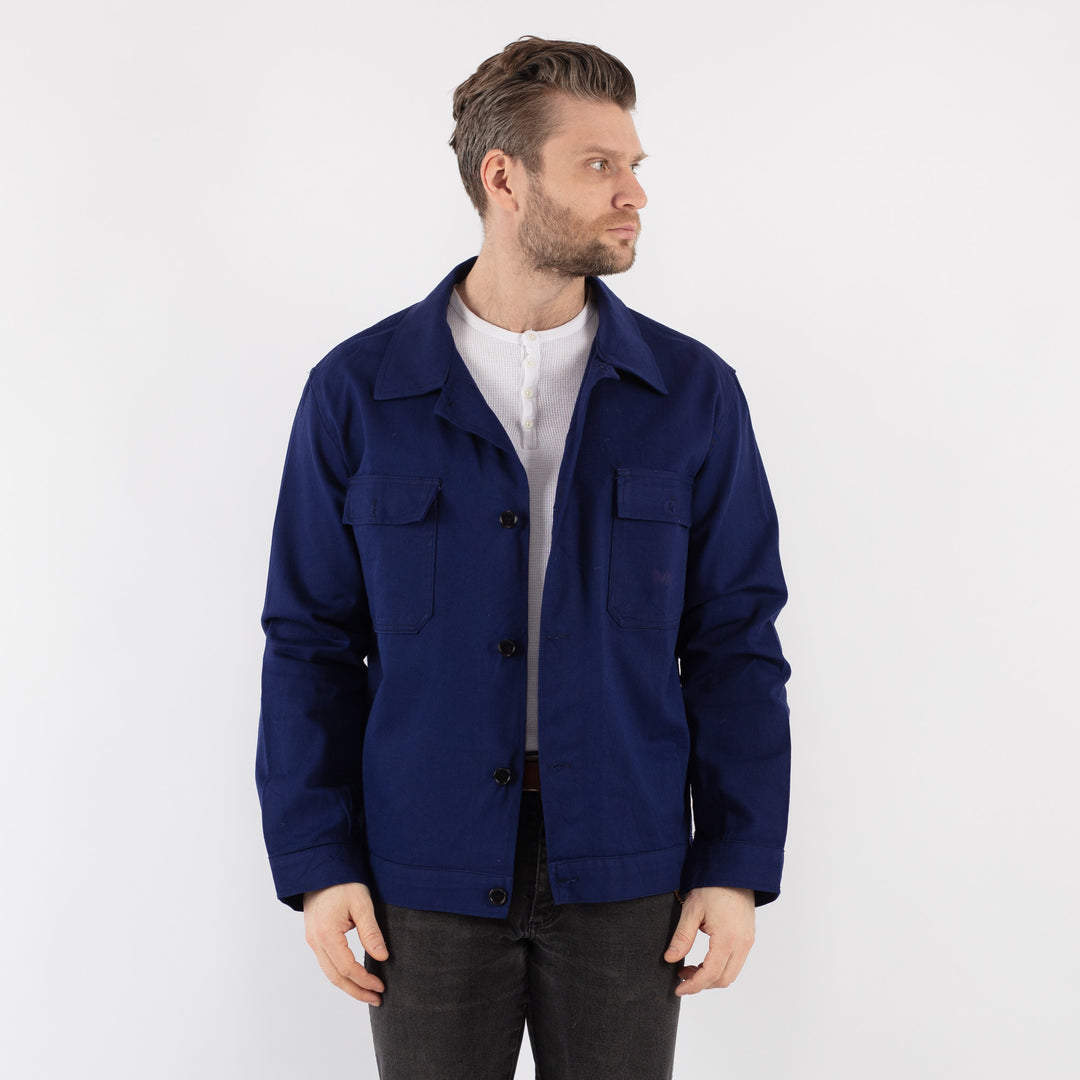 Vintage 70's Men Work Jacket in Blue