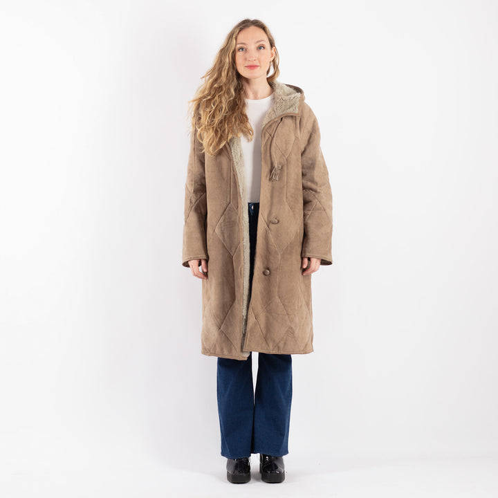 Vintage 90's Women Sheepskin Coat in BeigeV9195