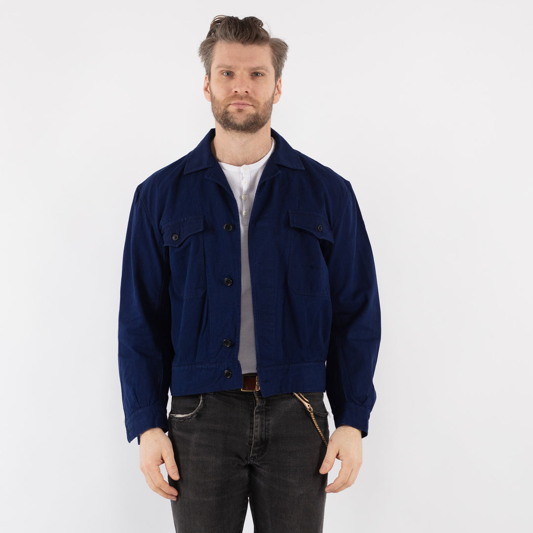 Vintage 70's Men Work Jacket in Blue